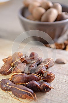 Fruits of tropcal Africal tree tamarind, used in cooking, traditional medicine and metal polish