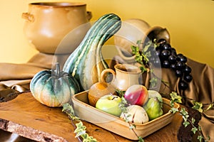 Fruits Vegetable and ceramic still life photo