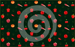 Fruits Vegetable Red Pattern