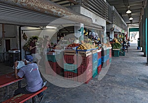 Fruits and vegetable stalls at the local market in Progreso, Yucatan, Mexico