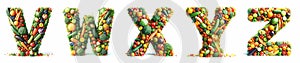 Fruits and Vegetables Alphabet set - Letters V - W - X - Y - Z