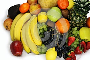 Fruits and vegetables apples isolated white pineapple,Strawberry Grapes potatoes carrots peppers