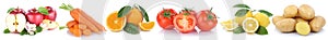 Fruits and vegetables apples oranges lemons carrots tomatoes veg