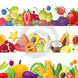 Fruits vegetables and berries borders