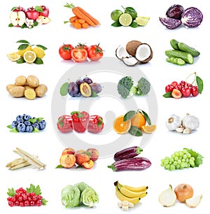 Fruits and vegetables collection apples oranges bell pepper bananas vegetable food isolated