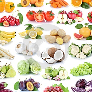 Fruits and vegetables collection background square apples banana