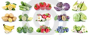 Fruits and vegetables collection isolated apples strawberries le