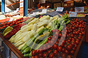 Fruits and vegetables, Color Pepper in Budapest central market