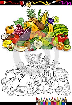 Fruits and vegetables for coloring book