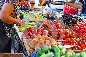 Fruits and vegetables at a farmers market