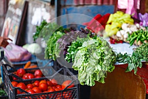 Fruits and vegetables at a farmers market