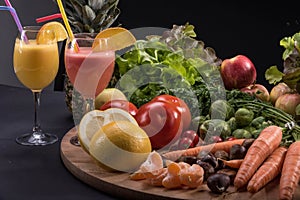 Fruits and vegetables, fresh juices