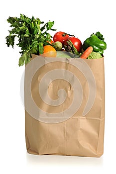 Fruits and Vegetables in Grocery Bag photo