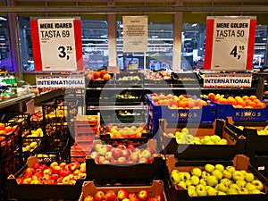 Fruits and vegetables at hypermarket Selgros