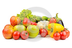 Fruits and vegetables isolated on white
