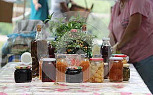 Fruits and vegetables in jars