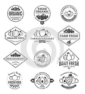 Fruits and Vegetables Logos, Labels and Design Elements