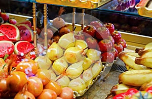 Fruits and vegetables made from marzipan