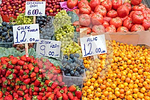 Fruits and vegetables at a market