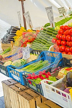 Fruits and vegetables at market stall