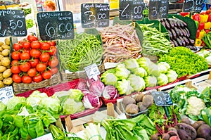 Fruits and vegetables at market stall
