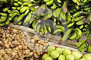 Fruits and Vegetables On Market Stalls