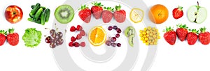 Fruits and vegetables. New year 2021 made of fruits and vegetables on the white background