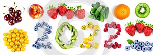 Fruits and vegetables. New year 2022 made of fruits and vegetables on the white background. Healthy food. Texture