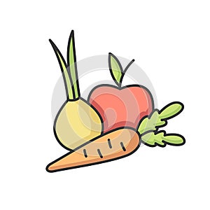 Fruits and vegetables RGB color icon