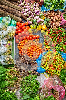 Fruits and vegetables on a street market, Laos