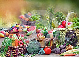 Fruits and vegetables on table