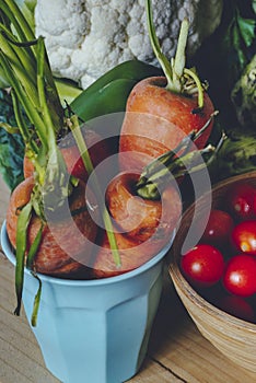 Fruits and vegetables on the table. Concept of vegetarian and healthy food lifestyle. Tasty and quality farm production.