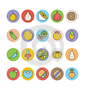 Fruits and Vegetables Vector Icons 5