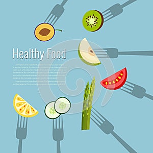 Fruits and vegetables vector illustration.