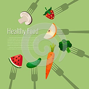 Fruits and vegetables vector illustration.