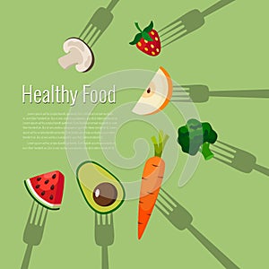 Fruits and vegetables vector illustration.