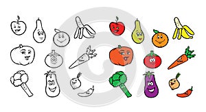 Fruits veggies coloring book photo