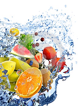 Fruits and water splash photo