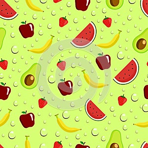 Fruits with waterdrop seamless pattern vector illustration