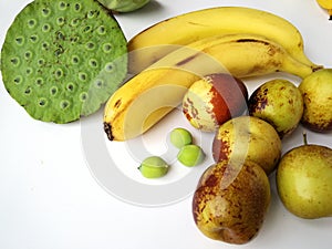 Fruits on white background