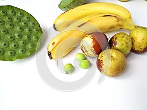 Fruits on white background