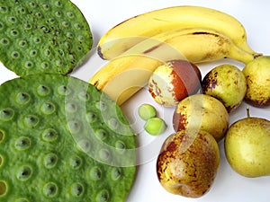 Fruits on white background