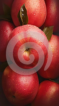 Fruity allure Juicy red apples against a lush green background