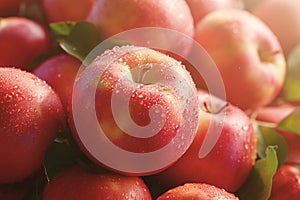 Fruity allure Juicy red apples against a lush green background