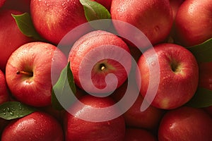 Fruity allure Juicy red apples against a lush green background