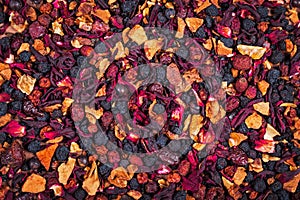 Fruity and berry loose tea dry texture photo