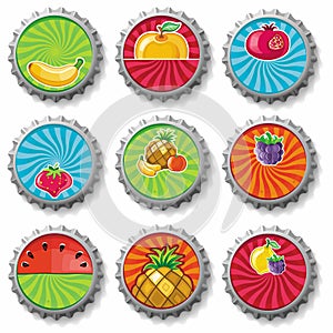 Fruity bottle caps - set