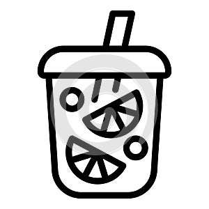 Fruity bubble tea icon outline vector. Iced bubbly beverage