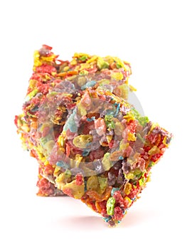 Fruity Cereal Marshmallow Treat Bars on a White Background