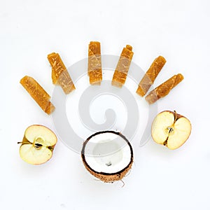 Fruity composition on white background